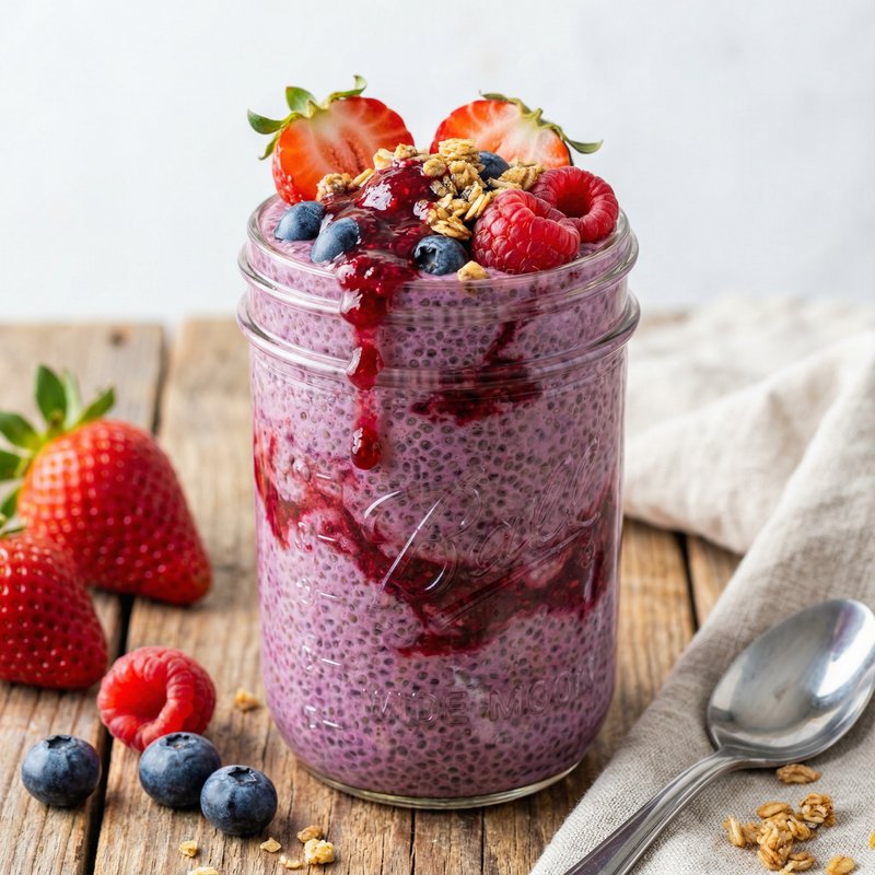 Mixed Berry Chia Protein Pudding
